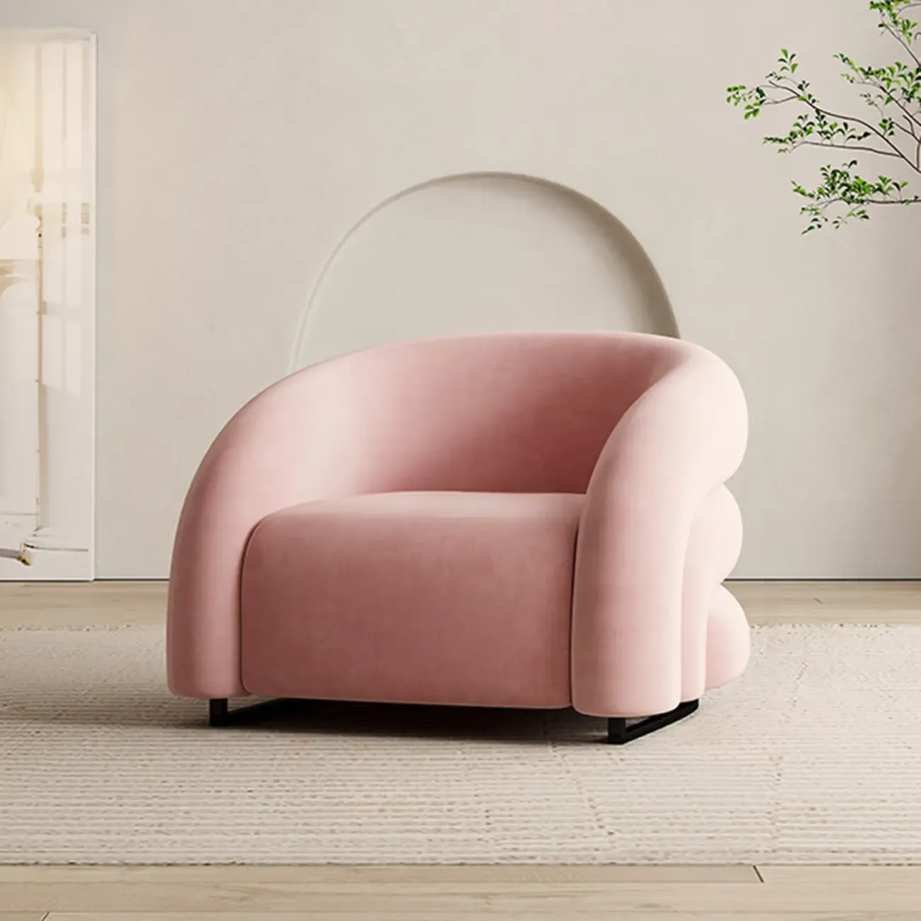 Durable Flannel Barrel Accent Chair for Living Room Image - 7
