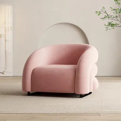 Durable Flannel Barrel Accent Chair for Living Room Image - 7