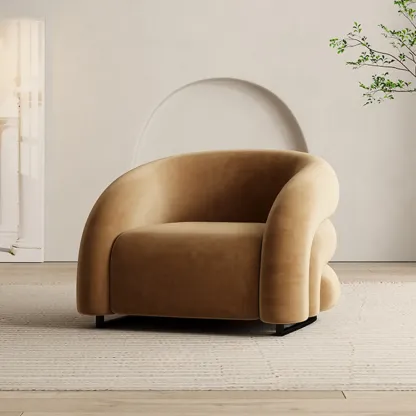 Durable Flannel Barrel Accent Chair for Living Room Image - 8