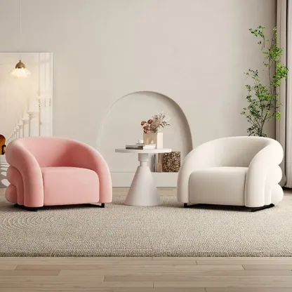 Durable Flannel Barrel Accent Chair for Living Room Image - 2
