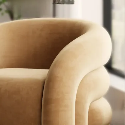 Durable Flannel Barrel Accent Chair for Living Room Image - 10