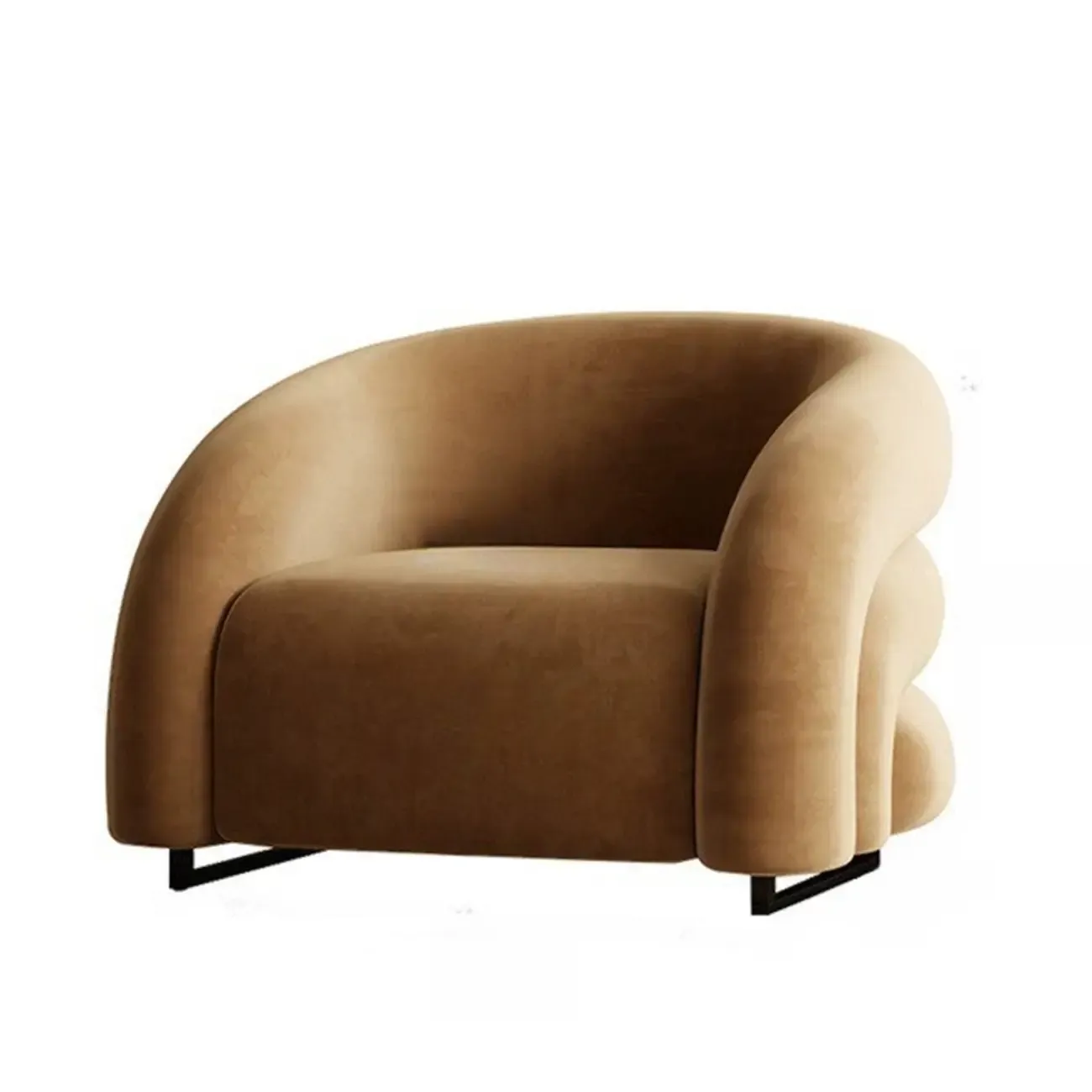 Durable Flannel Barrel Accent Chair for Living Room Image - 12