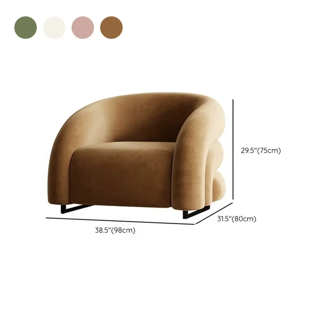 Durable Flannel Barrel Accent Chair for Living Room #size