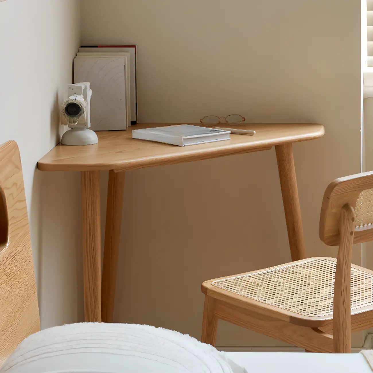 Small Natural Wood Office Desk for Corner Image - 2 | homeyfad