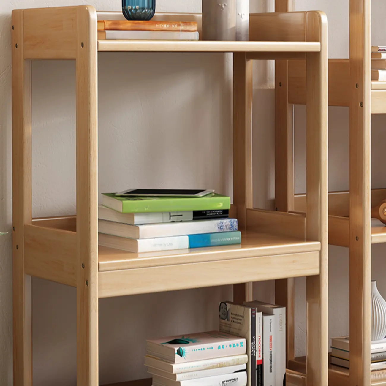 Modern Vertical Rectangle Rubberwood Etagere Bookcase Image - 13 | homeyfad