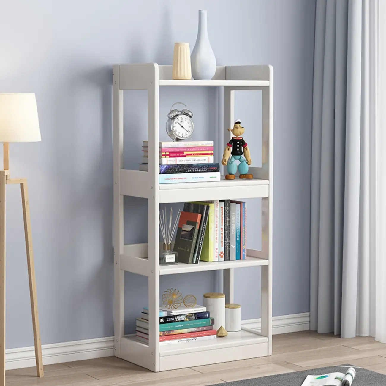 Modern Vertical Rectangle Rubberwood Etagere Bookcase Image - 16