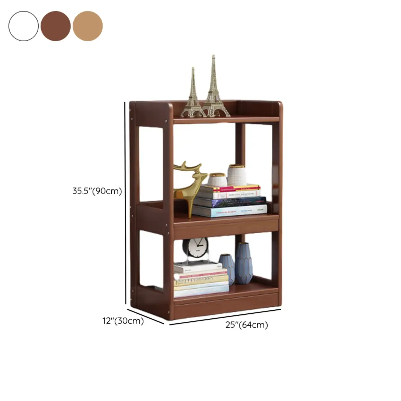 Modern Vertical Rectangle Rubberwood Etagere Bookcase #size