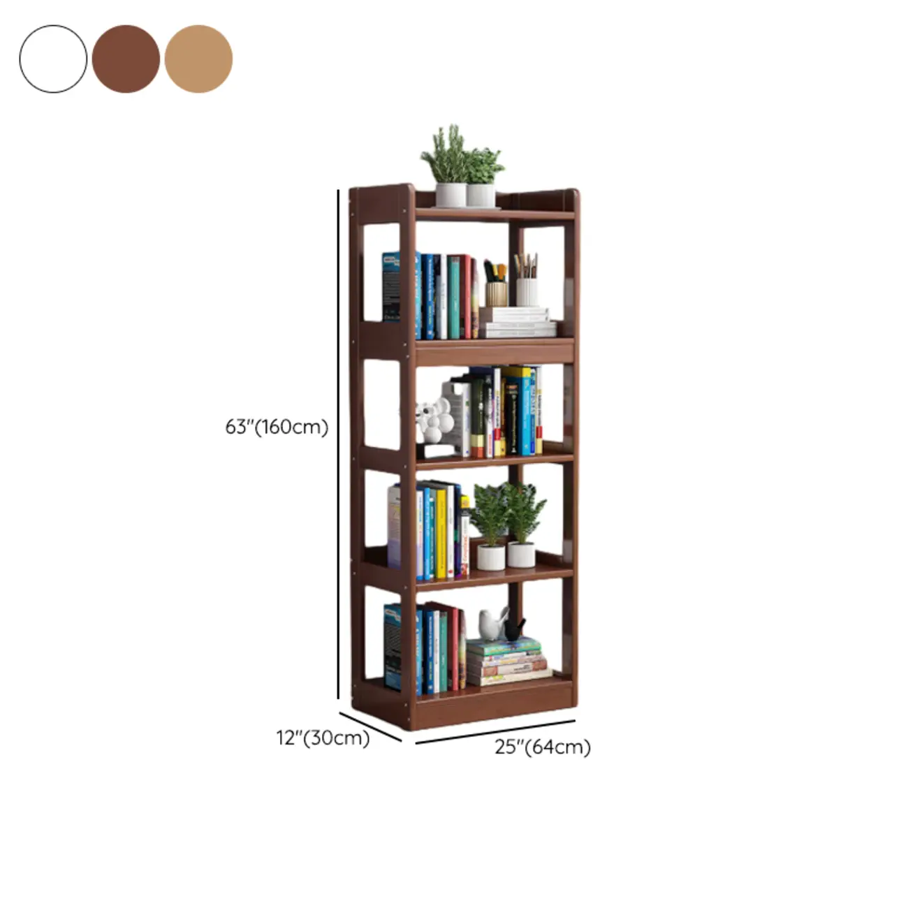 Modern Vertical Rectangle Rubberwood Etagere Bookcase Image - 20 | homeyfad