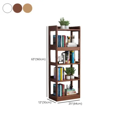 Modern Vertical Rectangle Rubberwood Etagere Bookcase Image - 20