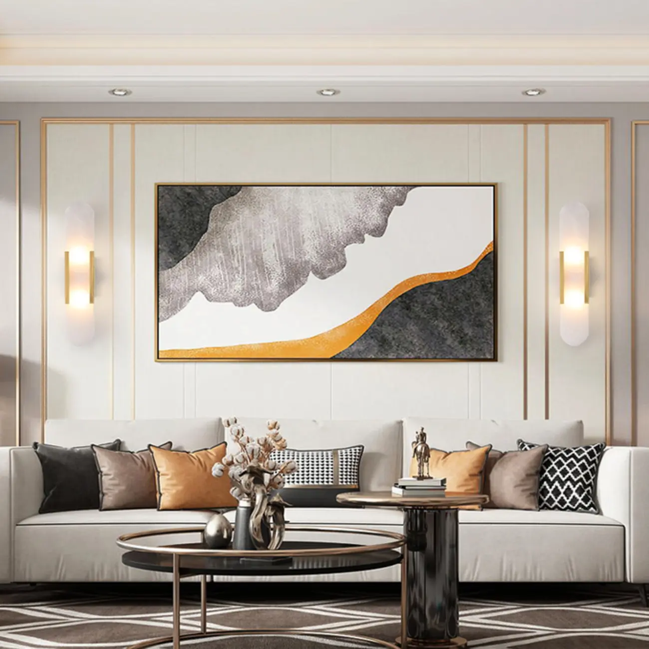 Nordic 2-Light Gold Oval Alabaster Wall Lamp Image - 4 | homeyfad