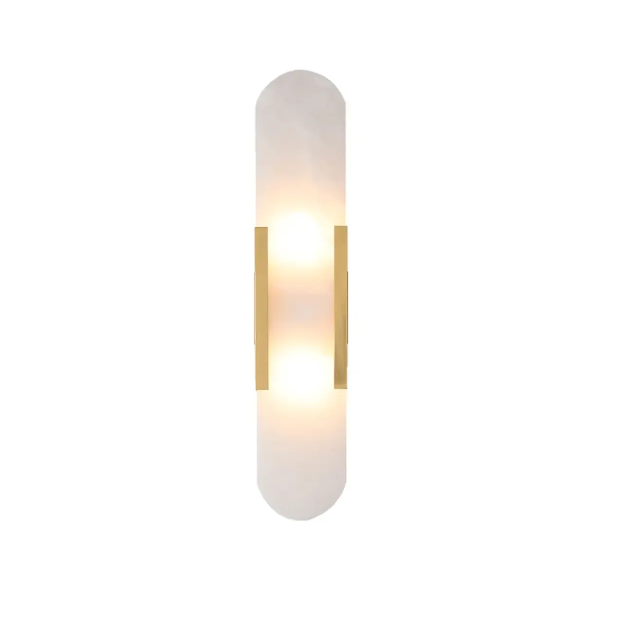 Nordic 2-Light Gold Oval Alabaster Wall Lamp Image - 5