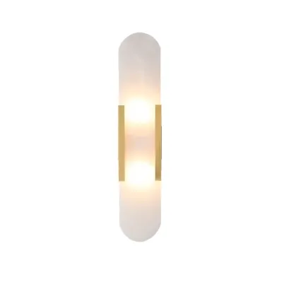 Nordic 2-Light Gold Oval Alabaster Wall Lamp Image - 5