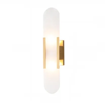 Nordic 2-Light Gold Oval Alabaster Wall Lamp Image - 8