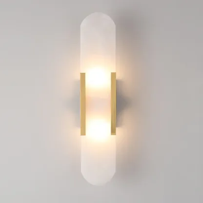 Nordic 2-Light Gold Oval Alabaster Wall Lamp Image - 9