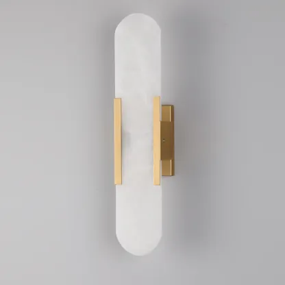 Nordic 2-Light Gold Oval Alabaster Wall Lamp Image - 10