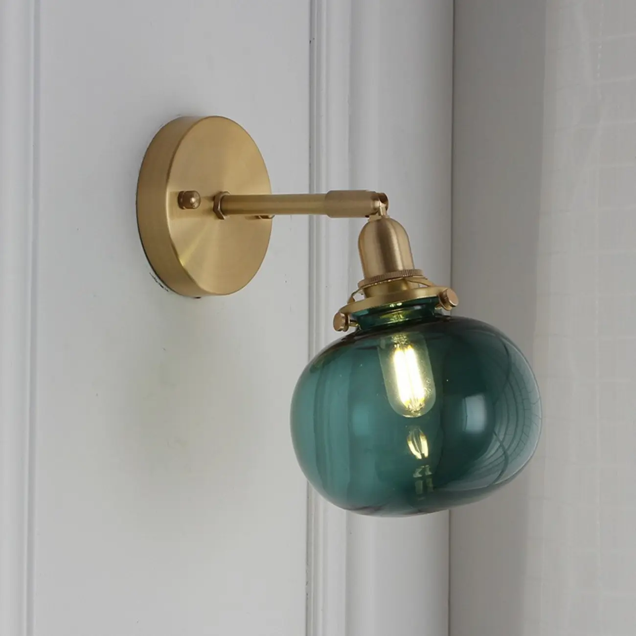 Modern Brass Glass Ball Wall Light for Living Room Image - 3 | homeyfad