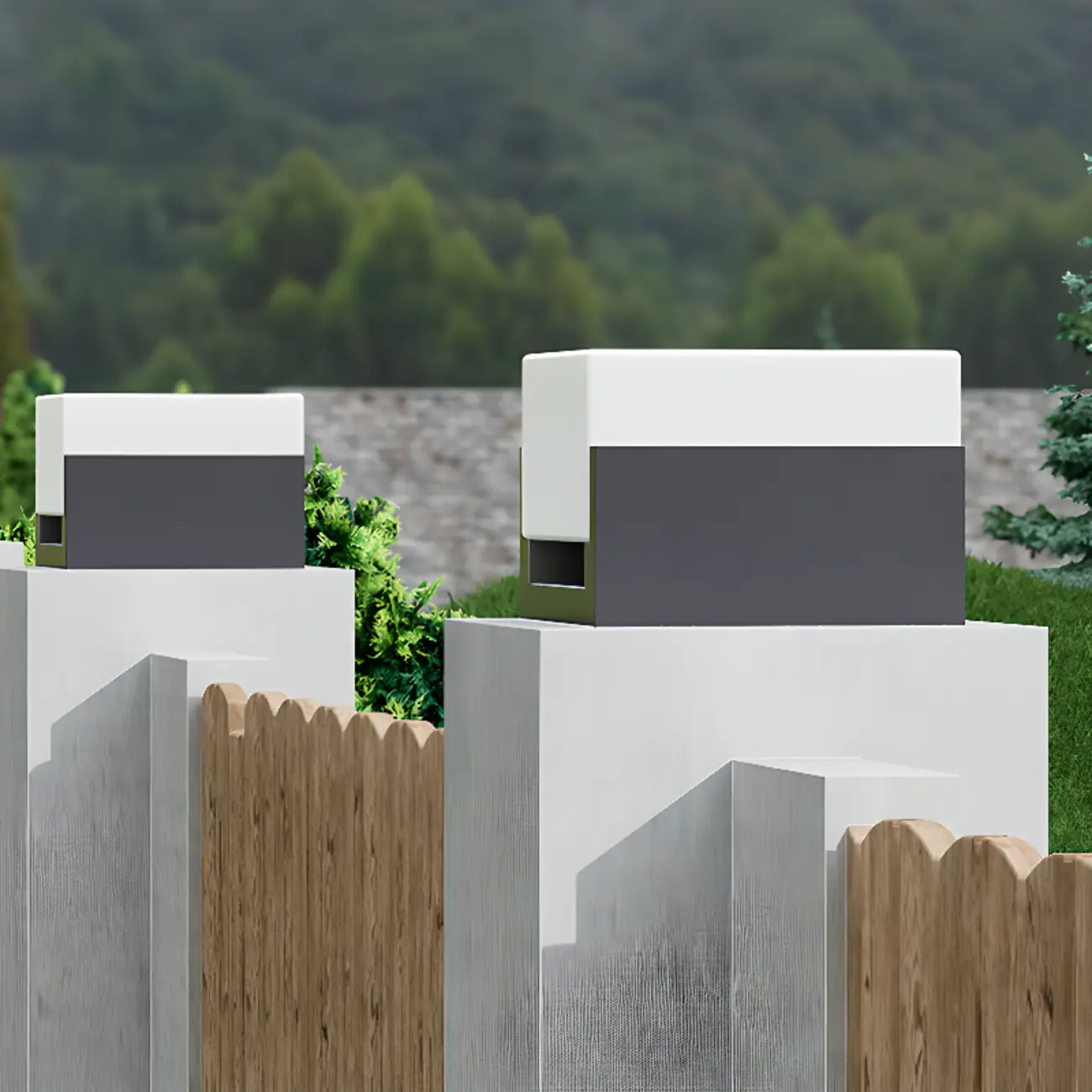 Warm Light Grey Square Solar Outdoor Post Lights | homeyfad