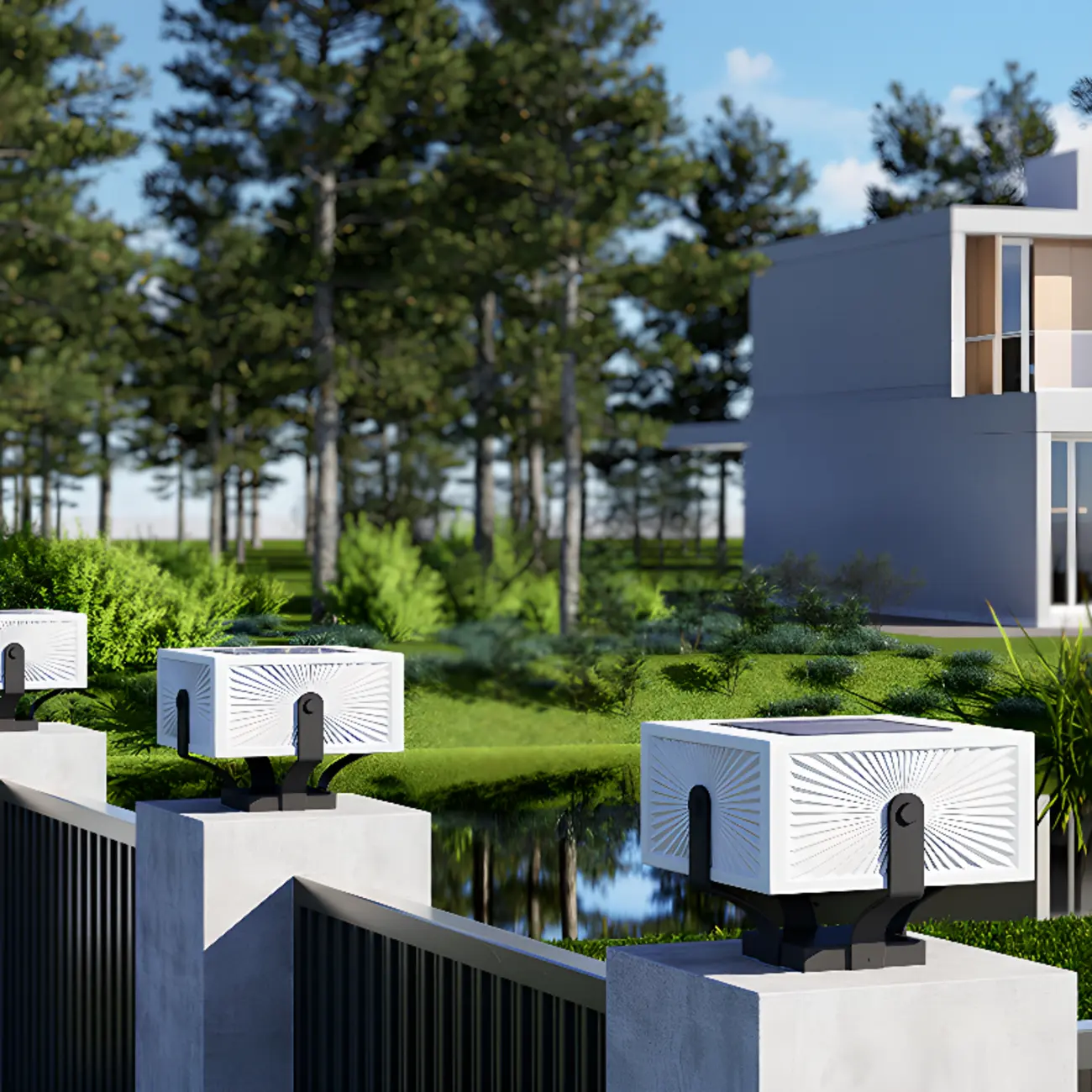 Solar Black Metal Bracket Modern Post Cap Light Image - 5 | homeyfad