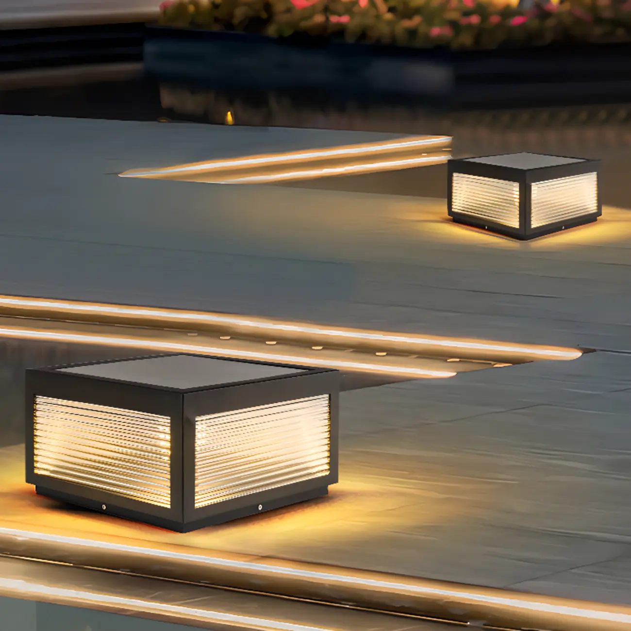 Metal Black Square Solar Table Lamp Image - 4 | homeyfad