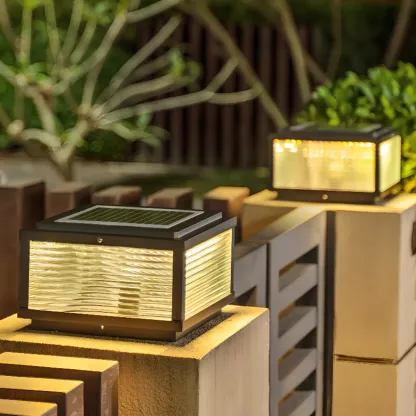 Black Metal Solar Square Table Lamp Image - 1