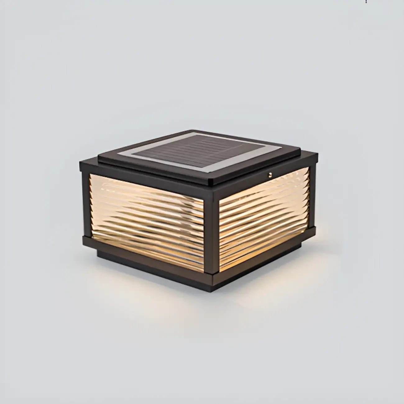 Black Metal Solar Square Table Lamp Image - 3