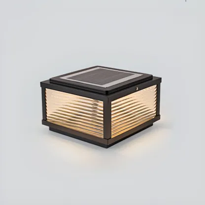Black Metal Solar Square Table Lamp Image - 3