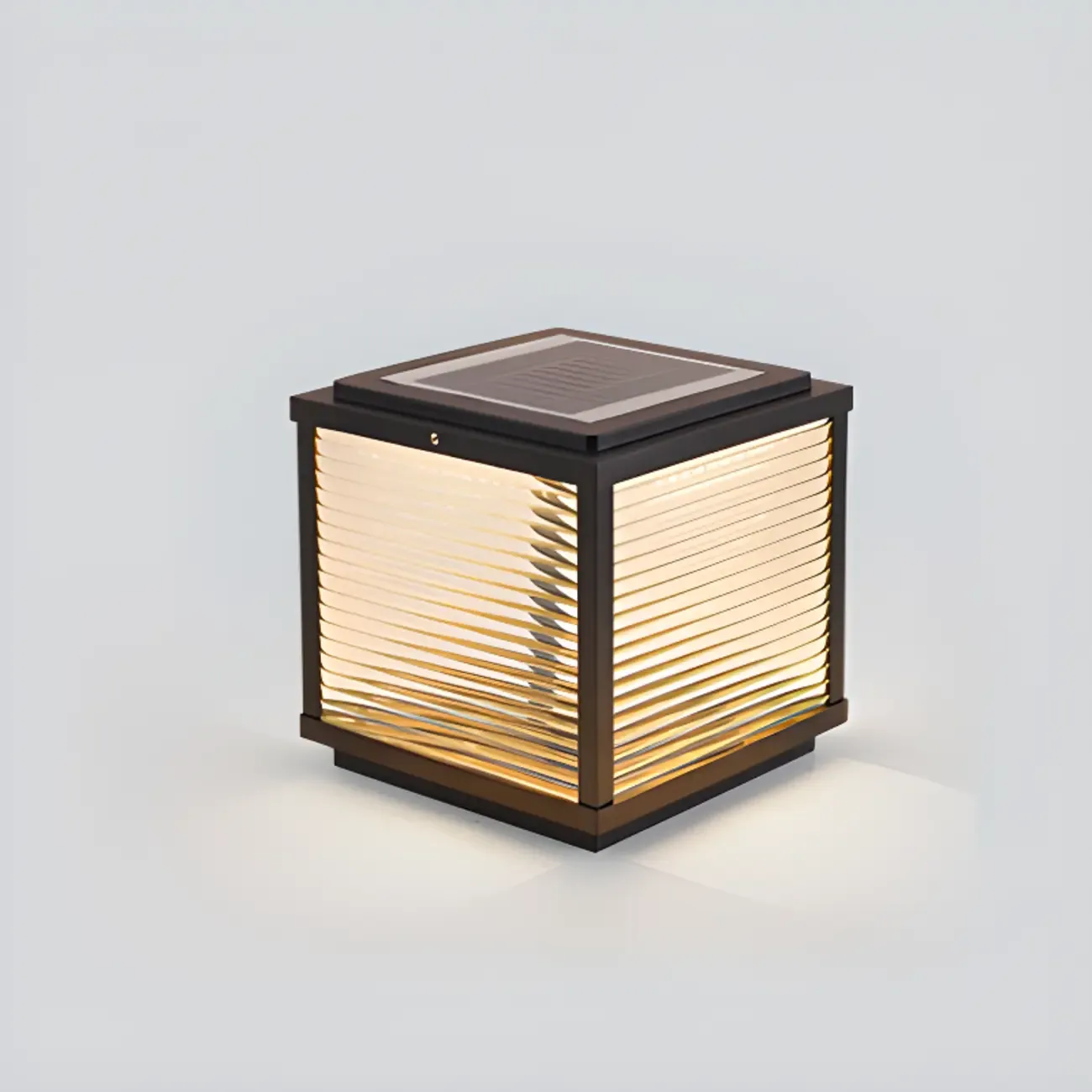 Black Metal Solar Square Table Lamp Image - 7