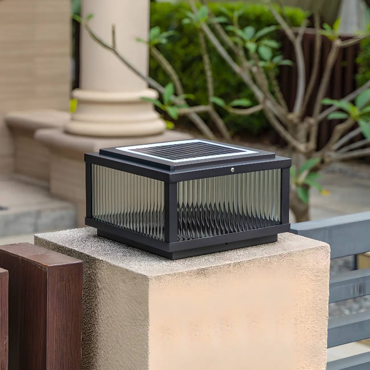 Black Metal Solar Square Table Lamp Image - 8 | homeyfad