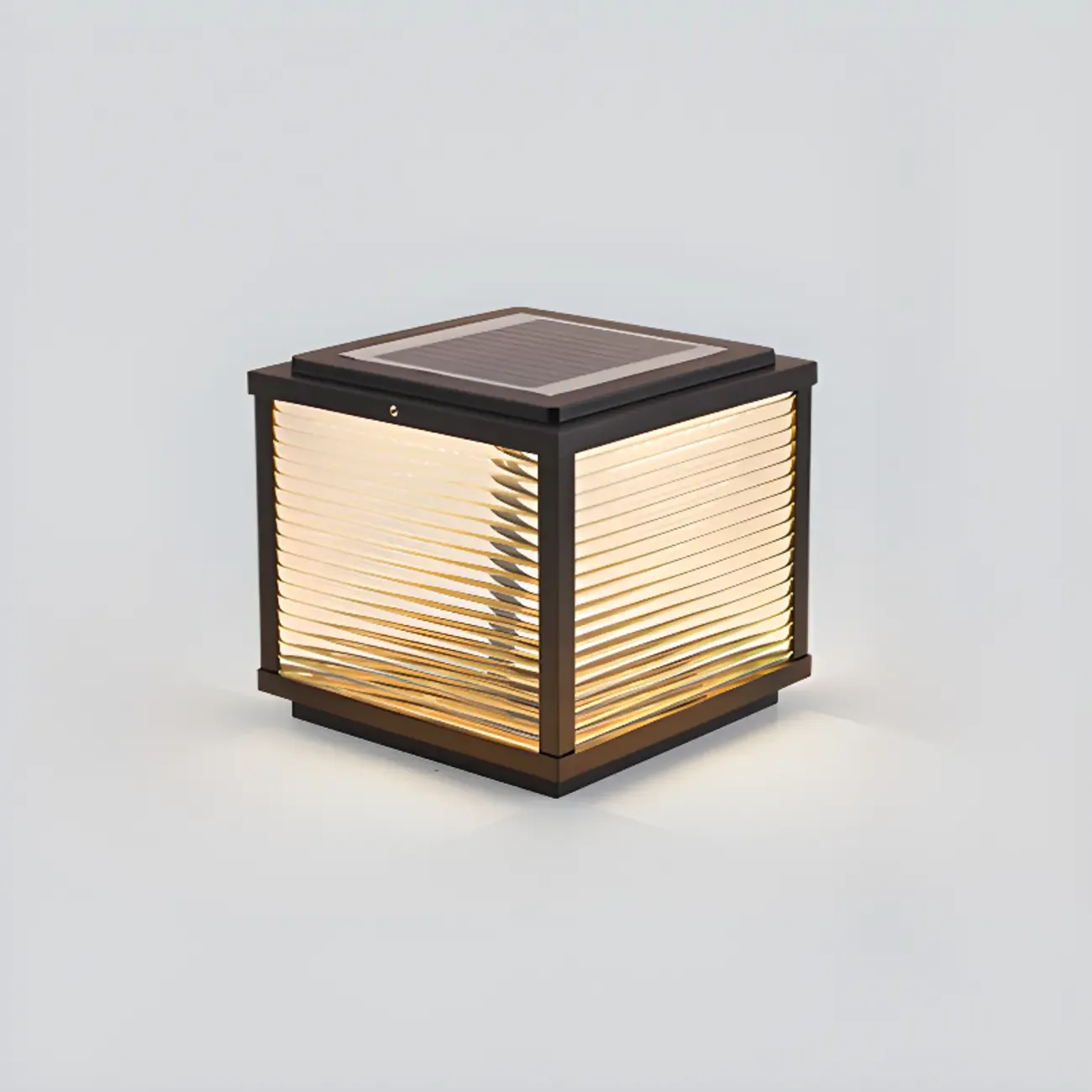 Black Metal Solar Square Table Lamp Image - 9
