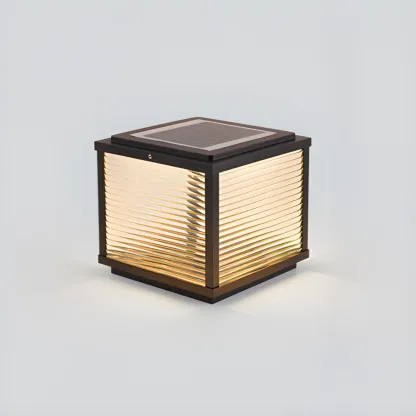 Black Metal Solar Square Table Lamp Image - 9