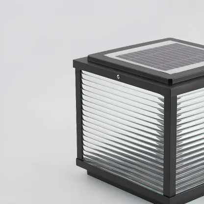 Black Metal Solar Square Table Lamp Image - 10