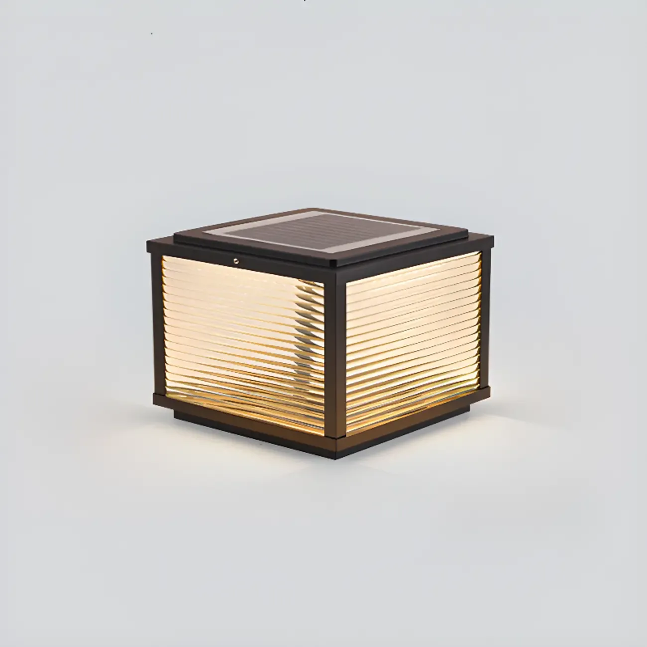 Black Metal Solar Square Table Lamp Image - 11