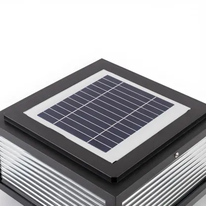 Black Metal Solar Square Table Lamp Image - 12