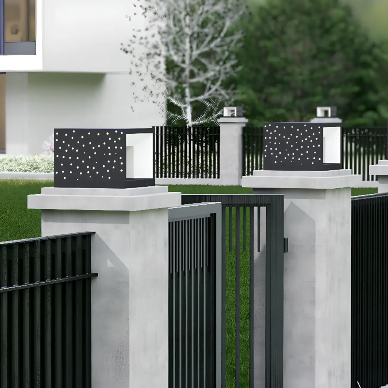 Solar Designed Shade Modern Cube Post Cap Light Image - 3 | homeyfad