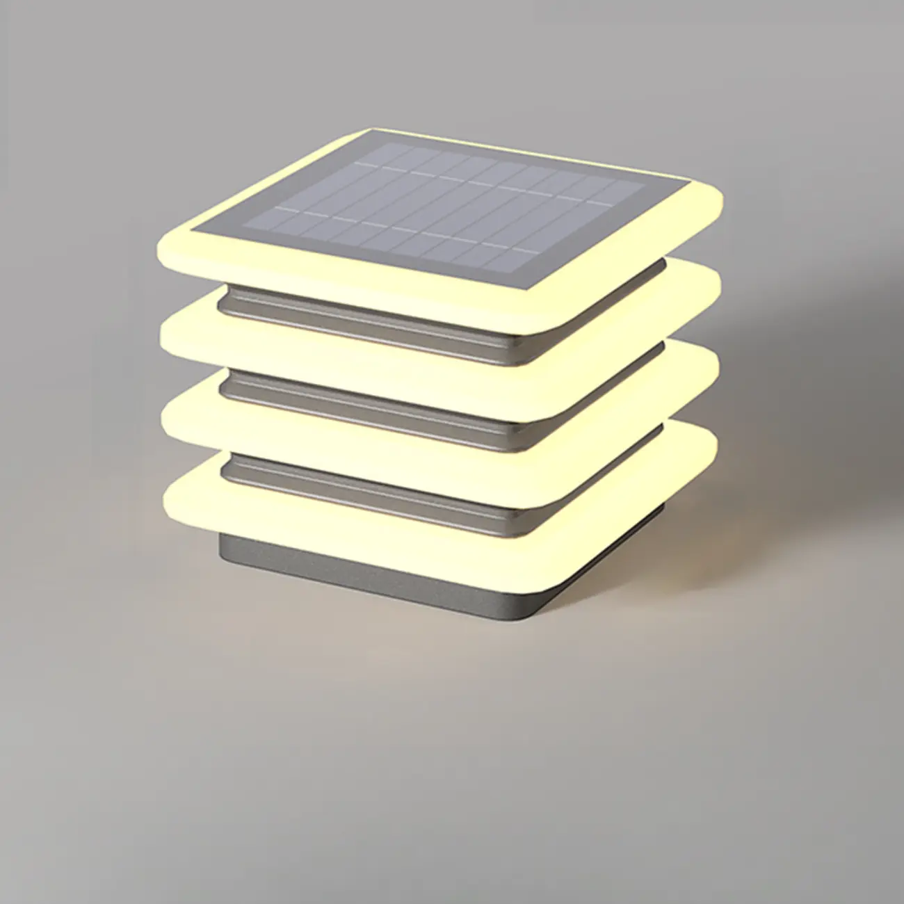 Modern 4-Layer Shadeless Solar Post Cap Light Image - 5 | homeyfad