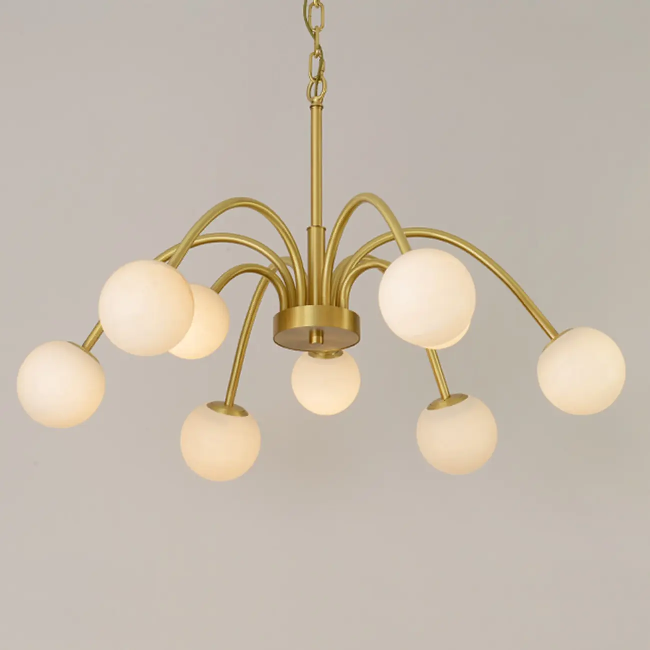 Elegant Brass Branch Alabaster Globe Pendant Chandelier Image - 5 | homeyfad