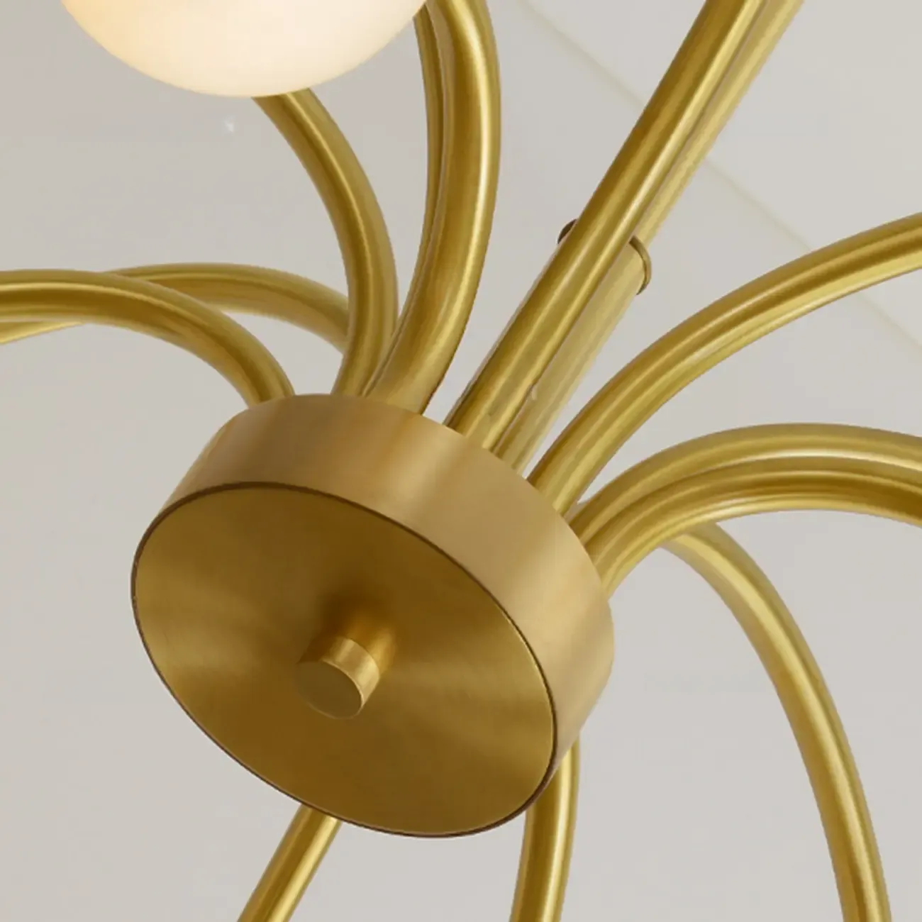 Elegant Brass Branch Alabaster Globe Pendant Chandelier Image - 13