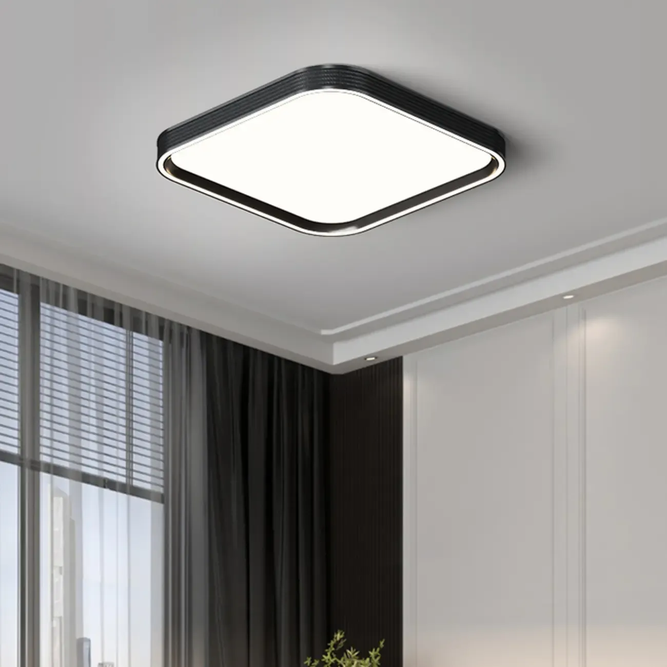 Simple Geometric Flush Mount Ceiling Light for Living Room Image - 1