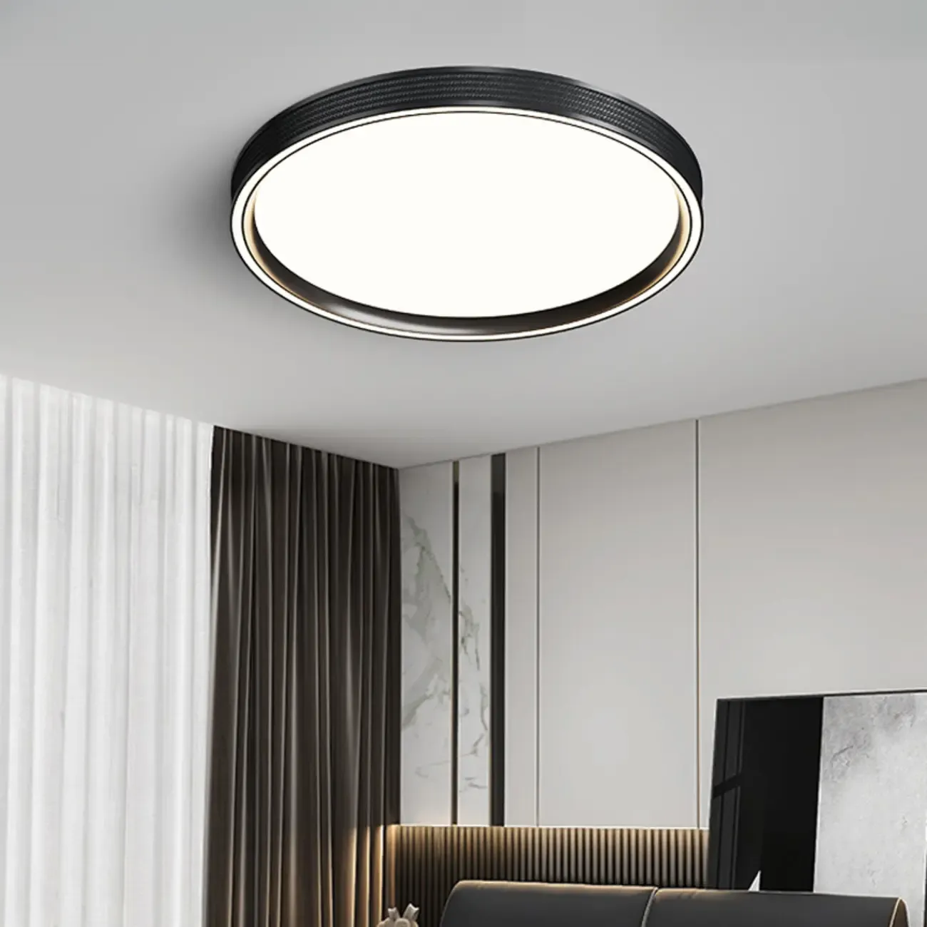 Simple Geometric Flush Mount Ceiling Light for Living Room Image - 6