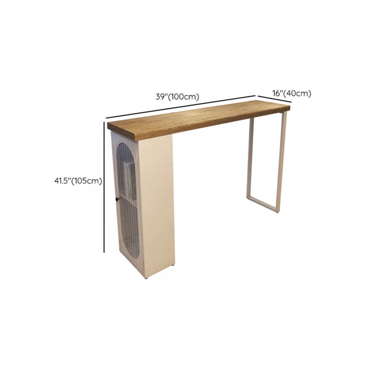 Modern Natural Wood Bar Table Metal Base with Side Cabinet Image - 10 | homeyfad