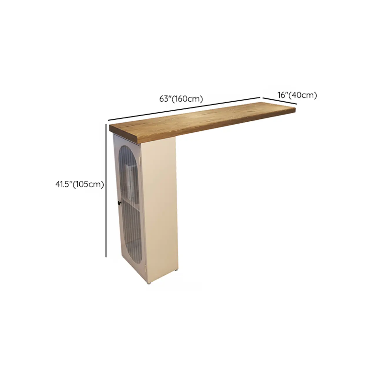 Modern Natural Wood Bar Table Metal Base with Side Cabinet Image - 15 | homeyfad