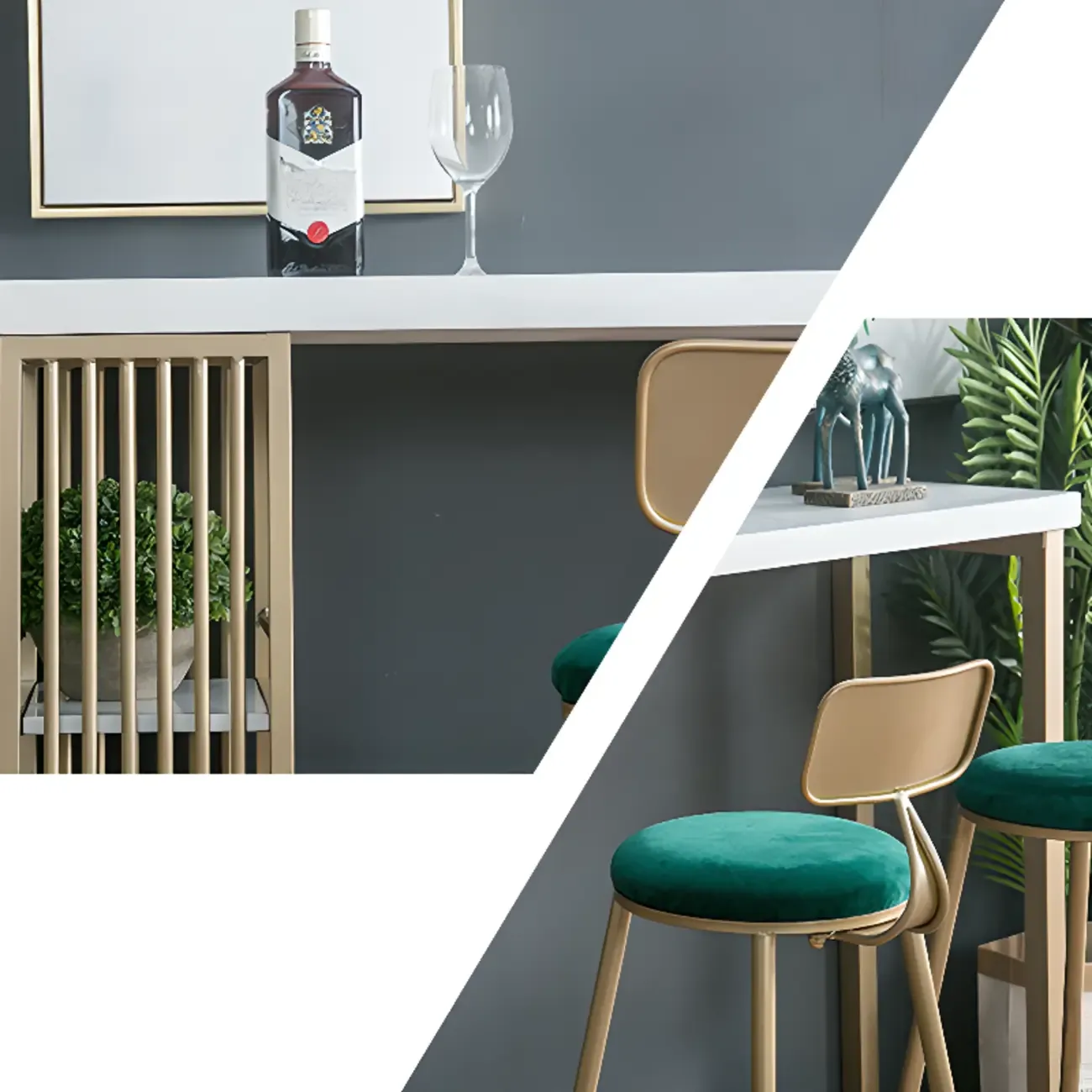 Modern Rectangle Wood Pub Table with 3 Shelves for Home Bar Image - 7