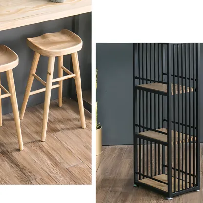 Modern Rectangle Wood Pub Table with 3 Shelves for Home Bar Image - 8