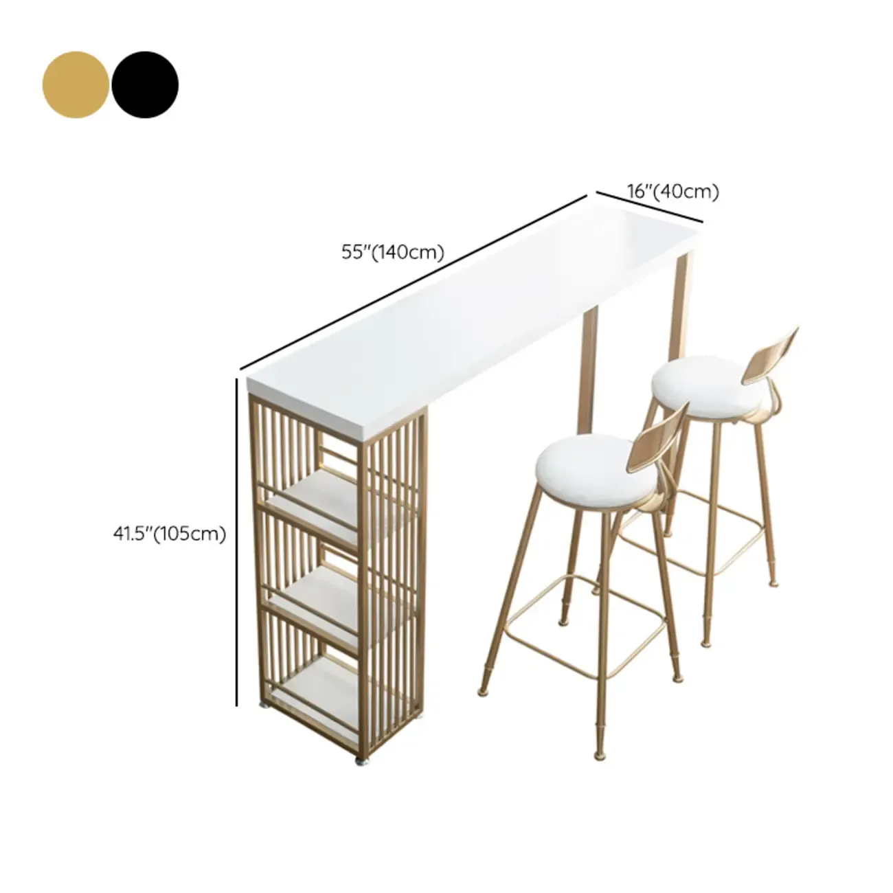 Modern Rectangle Wood Pub Table with 3 Shelves for Home Bar Image - 13