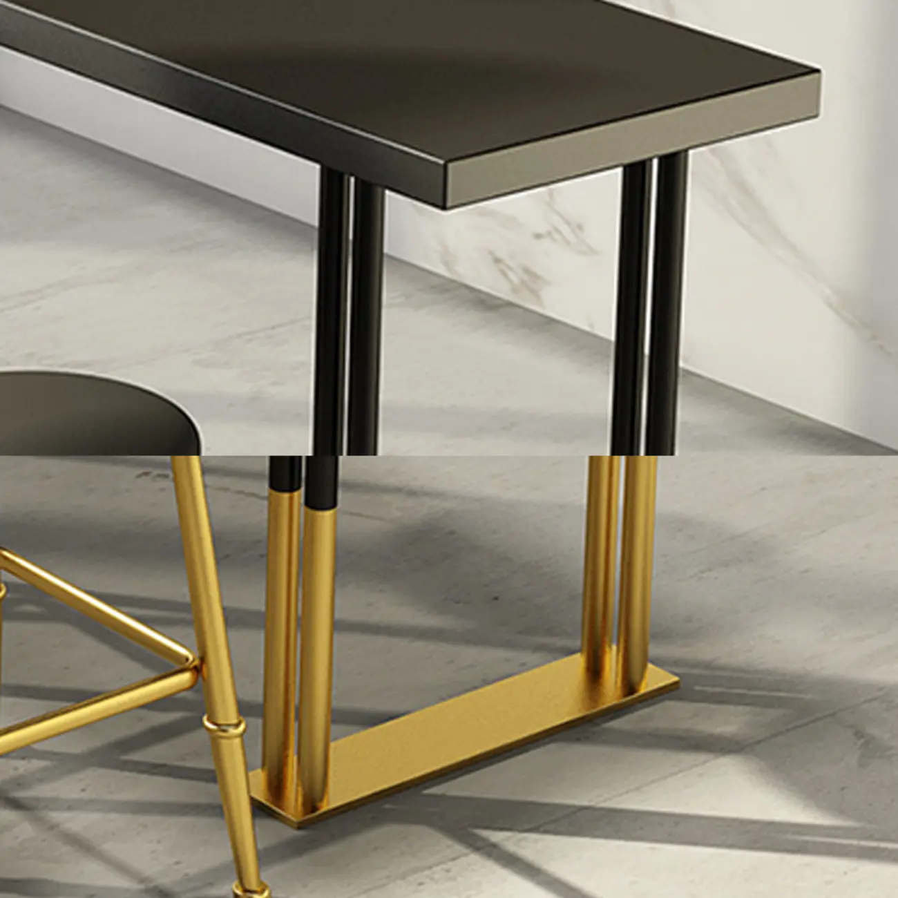 Glamorous Bar Height Table Wood Top Metal Base for Kitchen Image - 7 | homeyfad