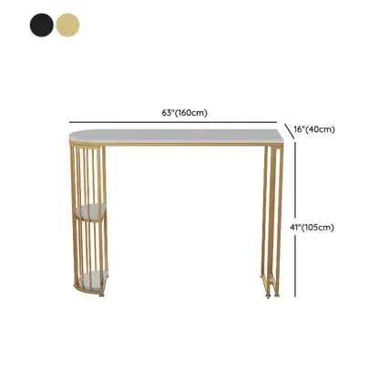 Modern Bistro Golden Bar Table Marble Top with 2 Shelves Image - 17