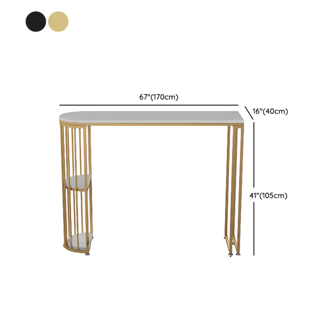 Modern Bistro Golden Bar Table Marble Top with 2 Shelves Image - 18 | homeyfad