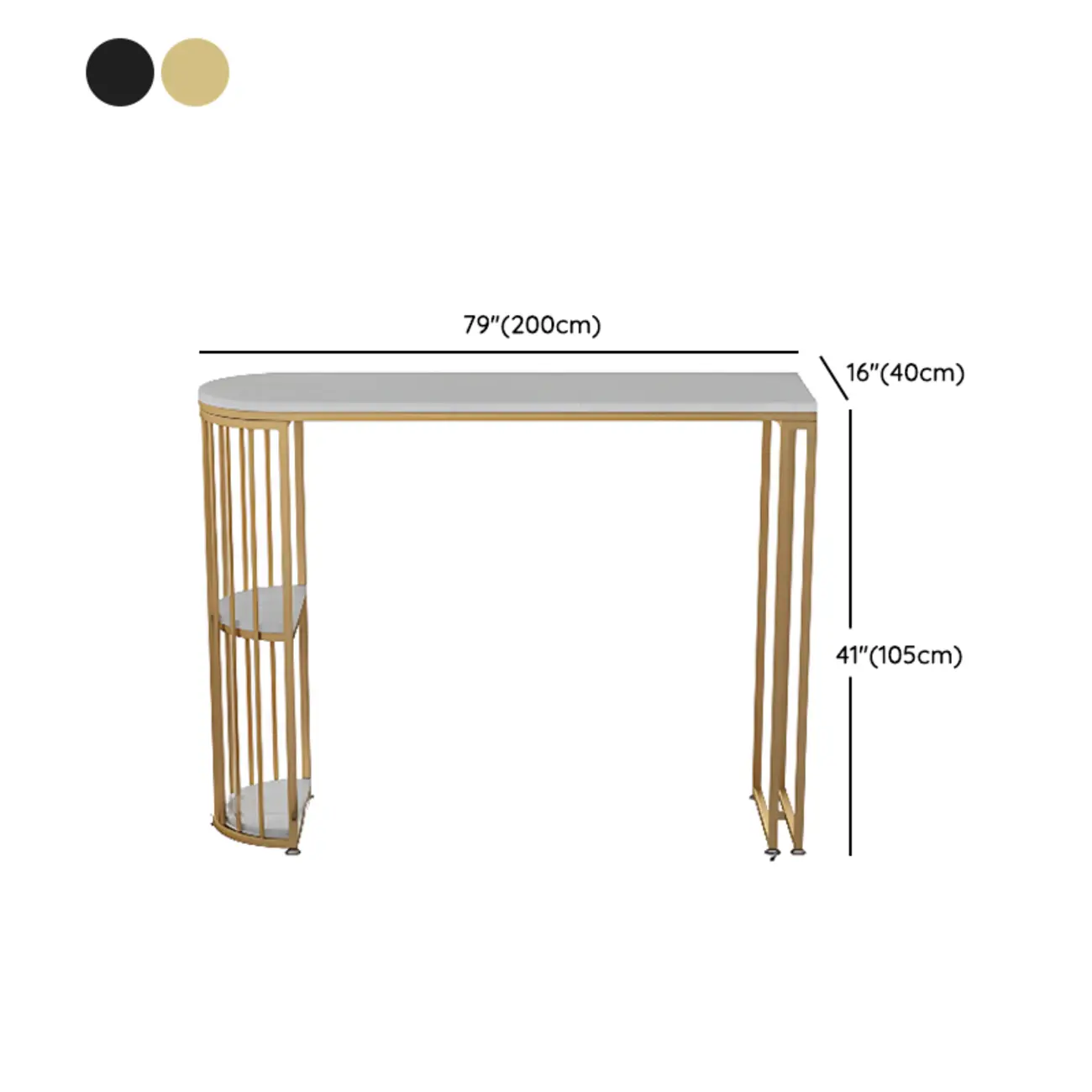 Modern Bistro Golden Bar Table Marble Top with 2 Shelves Image - 21 | homeyfad