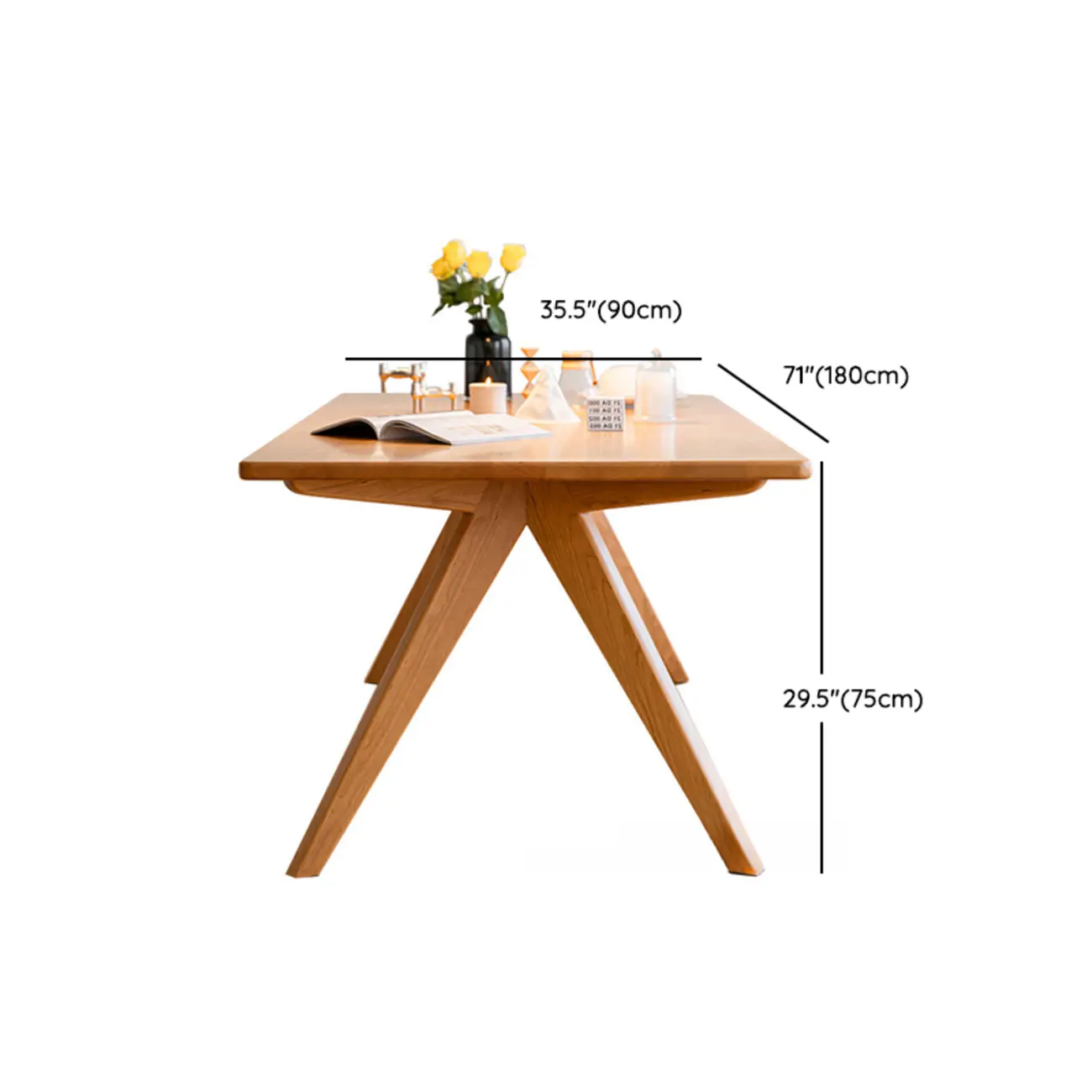 Stylish Natural Wood Rectangle Dining Table Image - 8 | homeyfad