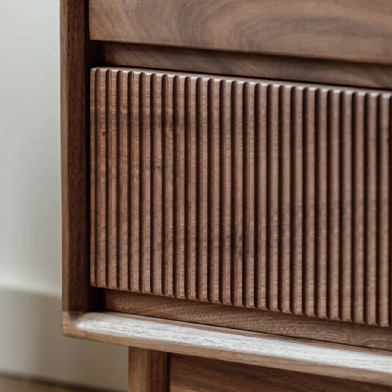 47"H Modern Walnut Flip-Up Glass Door Storage Cabinet Image - 9 | homeyfad